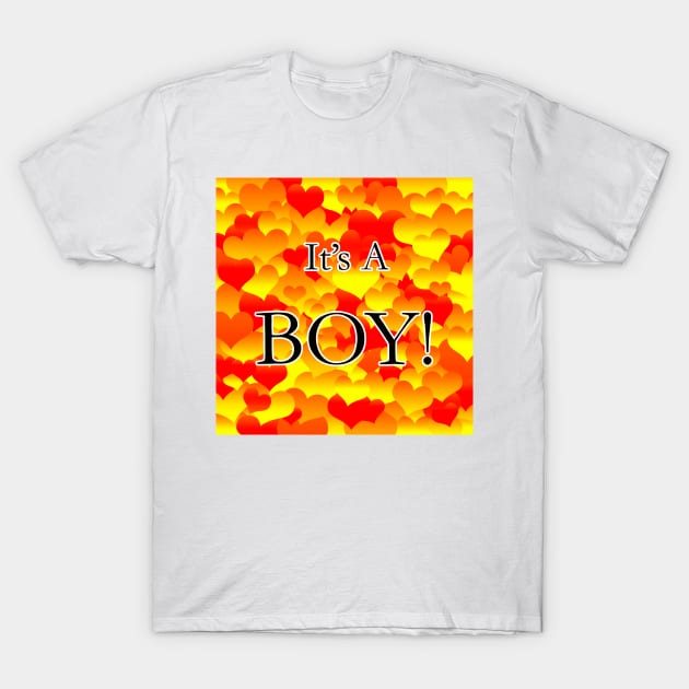 It's A Boy! Red and Yellow Hearts T-Shirt by BlakCircleGirl